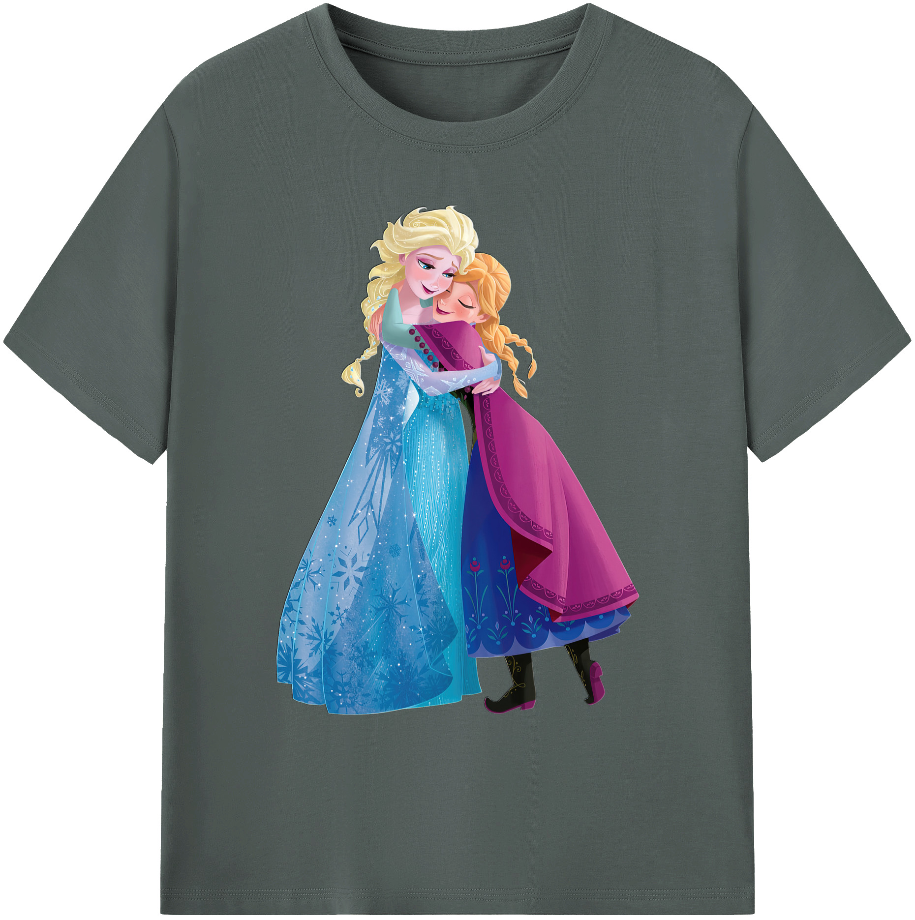 （画像用） アナと雪の女王 アンナ エルサ Frozen Anna Elsa 綿100％ メンズ半袖Tシャツ｜肌触りやわらか＆通気性